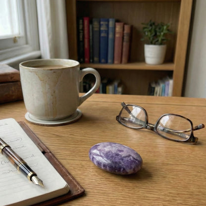 🟣 Zenlithe – Le galet apaisant en lépidolite – Kalmstone